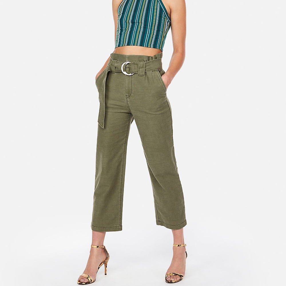 EUC Express Belted Wide Leg Cropped Utility Pant